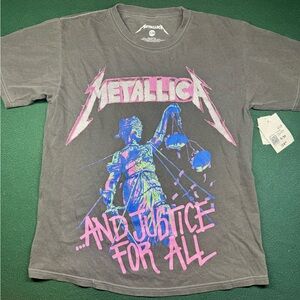 Metallica "...And Justice For All" Graphic T-Shirt - Black/Pink/Blue